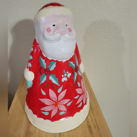 market Other - Santa Claus Folk Art Deco Swedish design with Holly and Poinsettia Paper Mache
